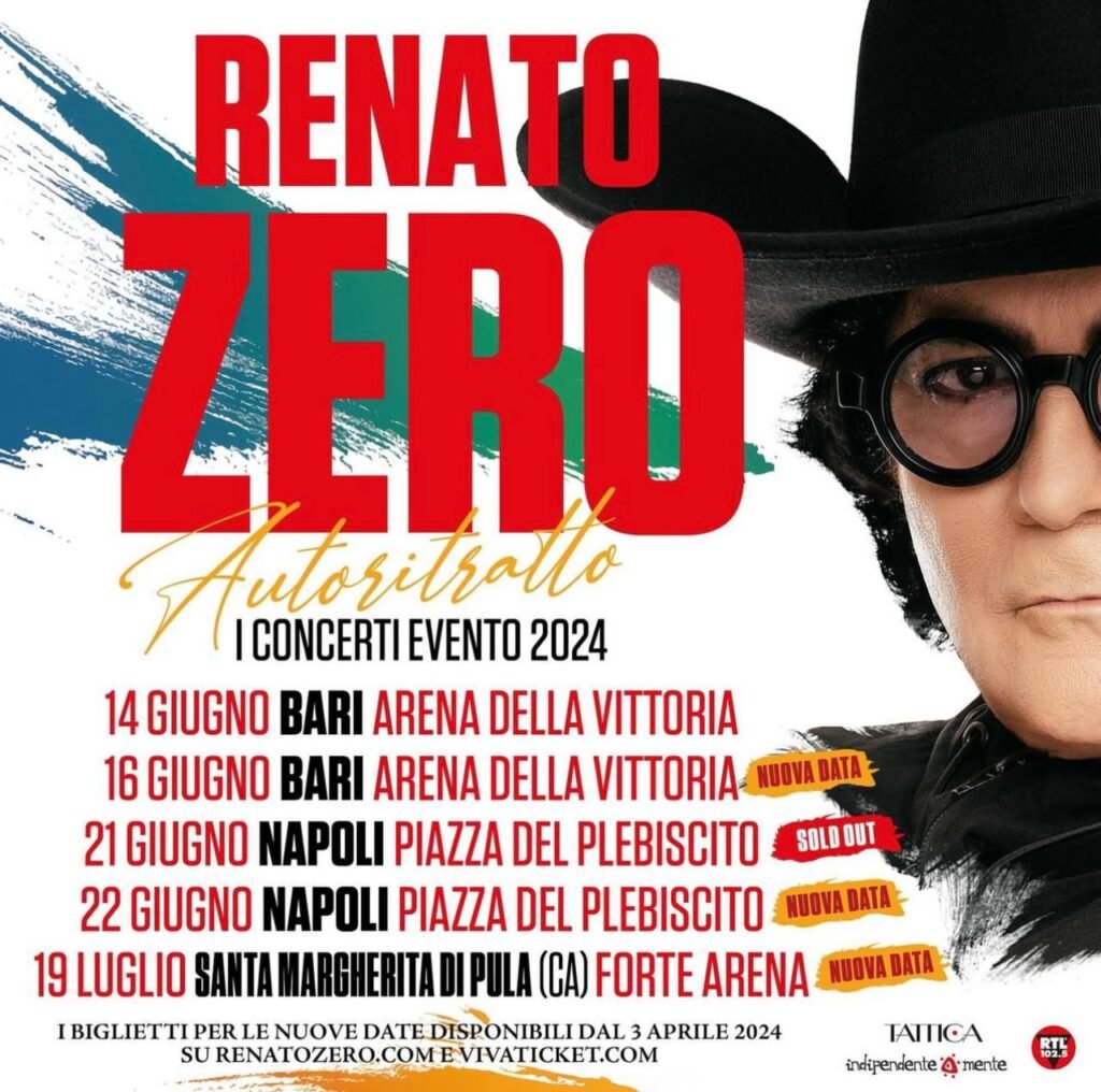  Renato Zero concerti 2024, Renato Zero: 3 nuove date estive per &#8220;Autoritratto &#8211; I concerti evento&#8221;
