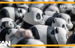 Aeroporto di Hong Kong invaso da 2500 panda giganti