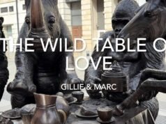 A Lower Manhattan un tavolo di bronzo riunisce uomini e animali in via d’estinzione